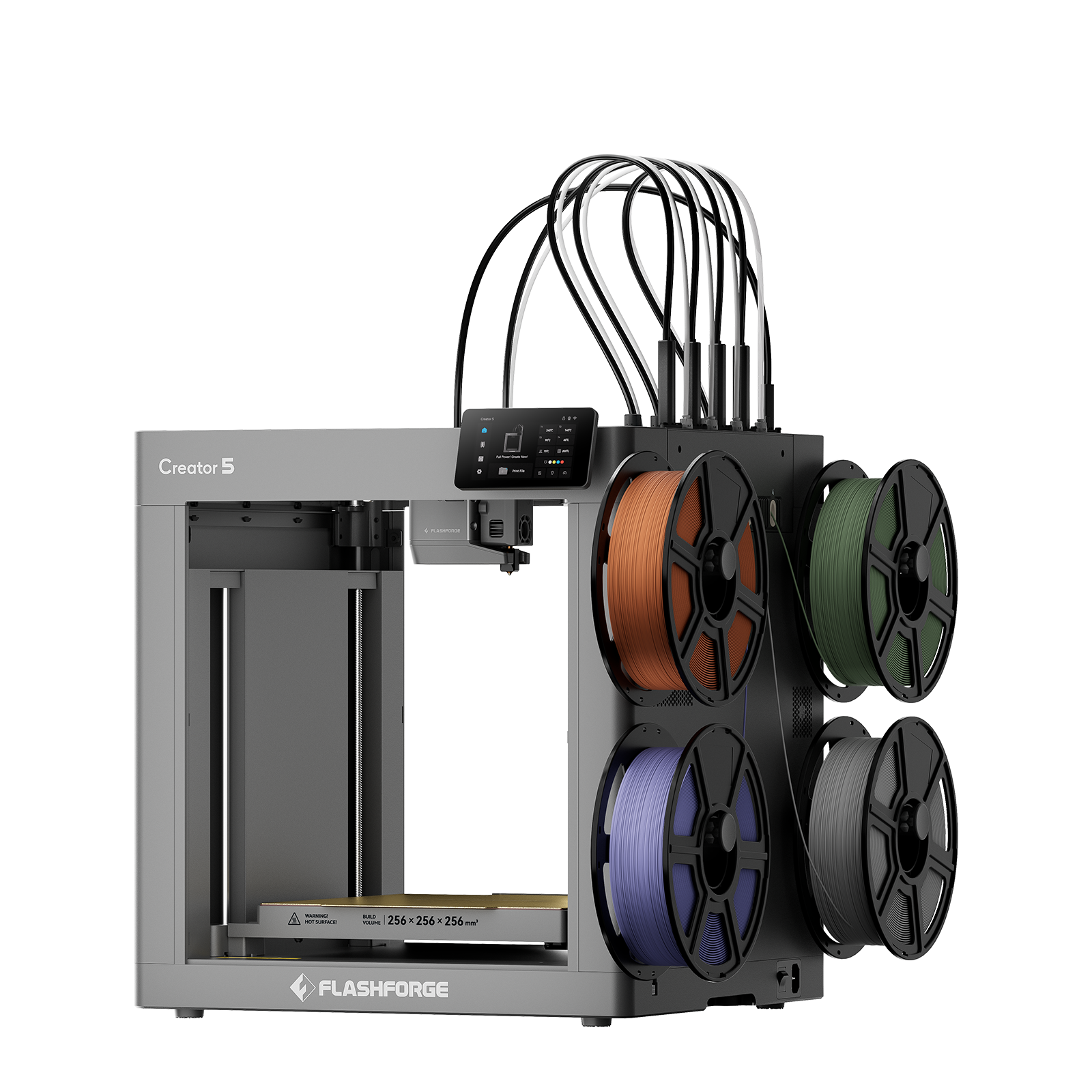 Flashforge Creator 5 4-Toolheads Multi-Color 3D Printer | 500% Faster, Zero Purge Waste