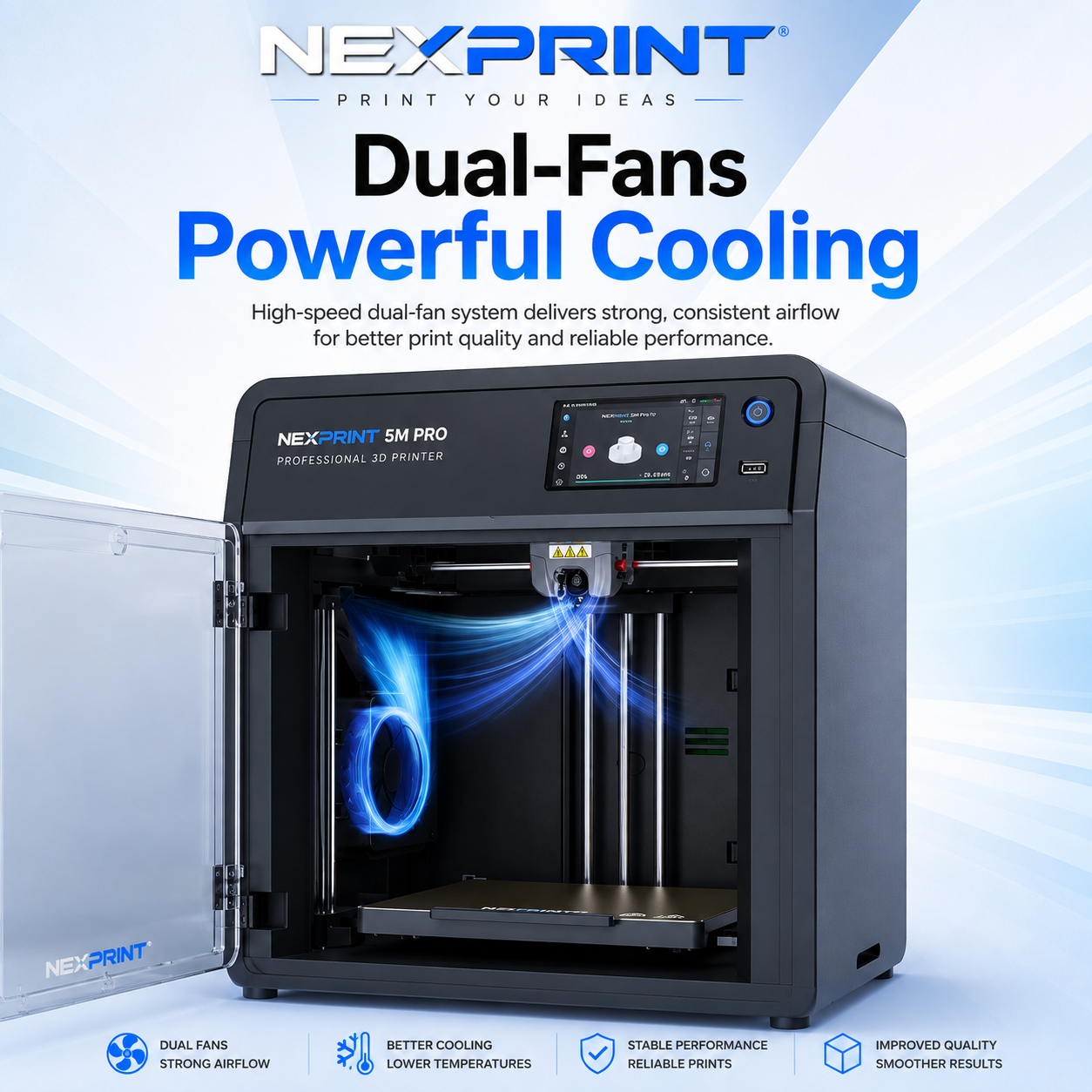 NEX5 Pro Enclosed CoreXY 3D Printer - High Speed, Precision and Safe Home Printing