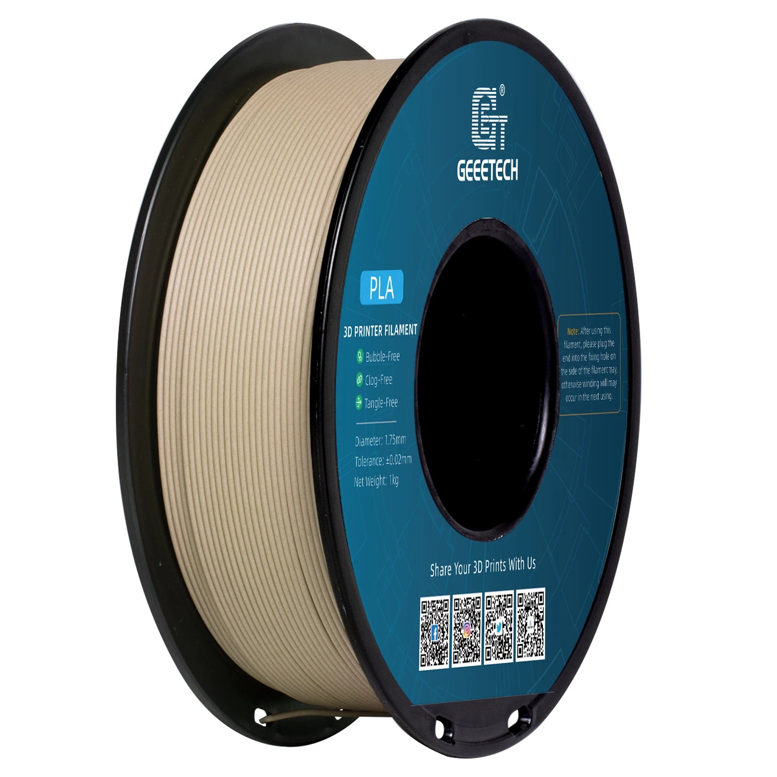 Geeetech Pure PLA Filament 1.75mm 1kg - Tangle-Free, Vacuum Sealed, 0.03mm Precision