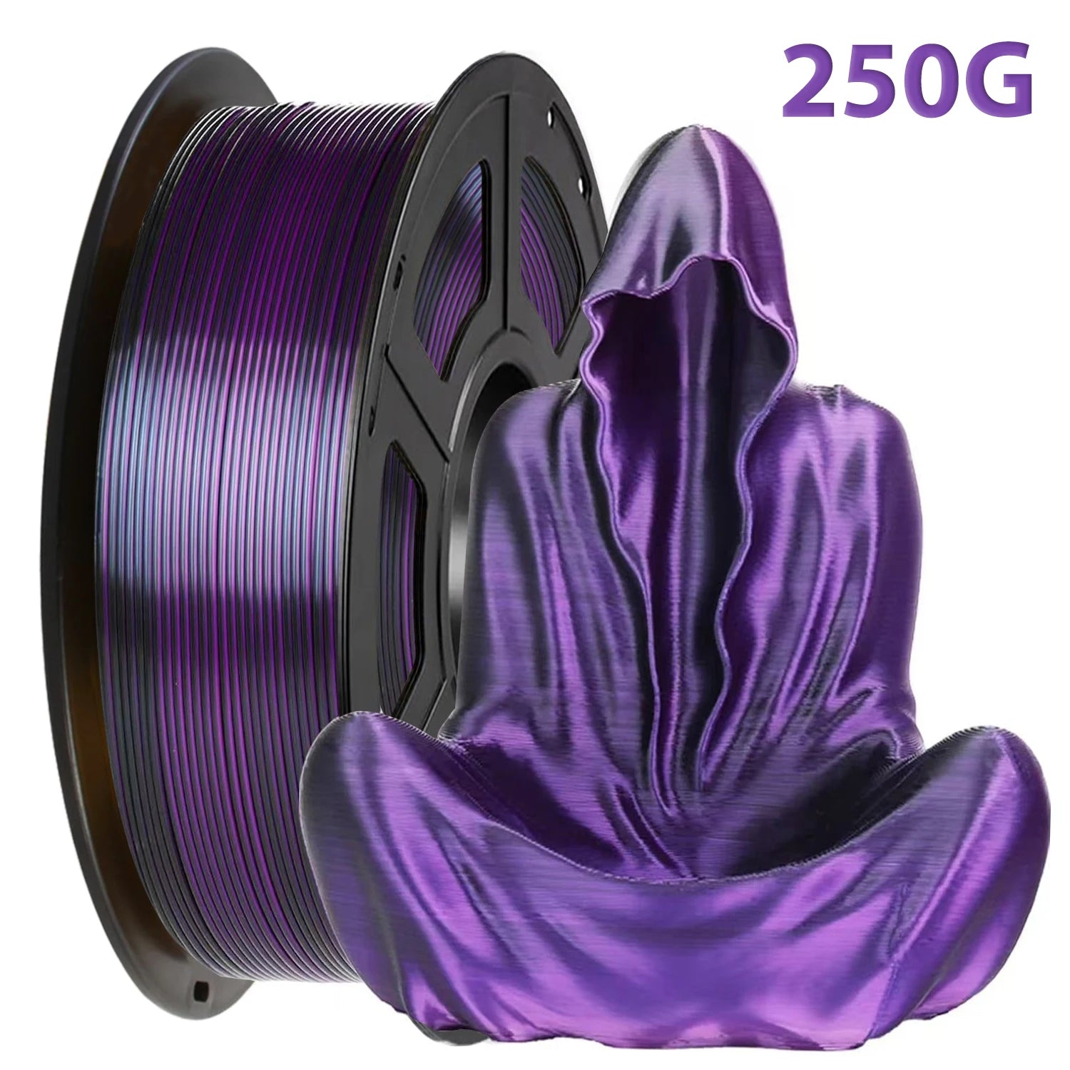 PLA Silk Filament 1.75mm 250g - Dual Color Blue and Red, Magic Duotone