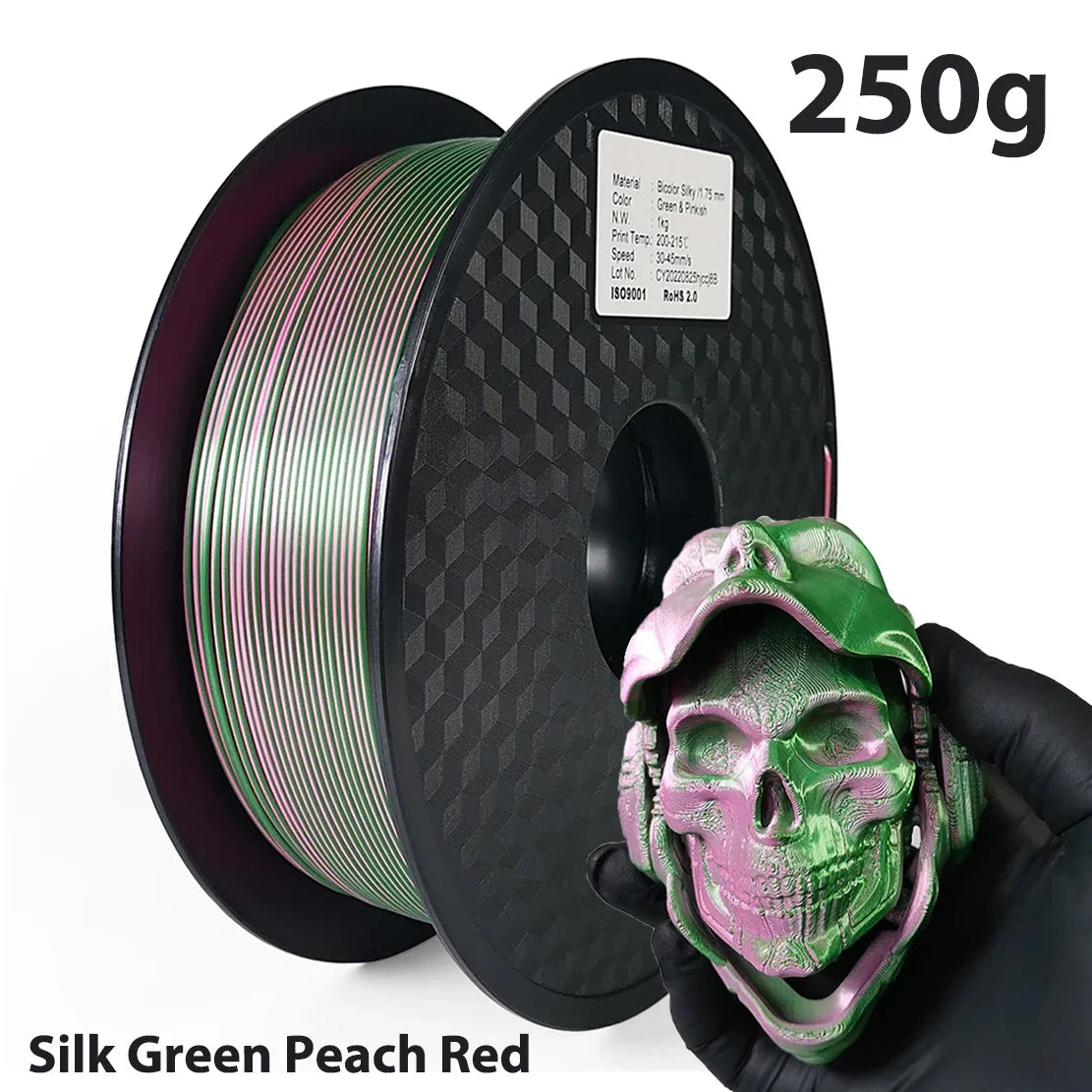 PLA Silk Filament 1.75mm 250g - Dual Color Blue and Red, Magic Duotone