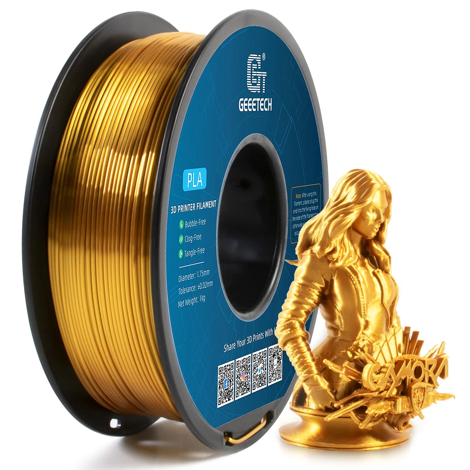Geeetech Pure PLA Filament 1.75mm 1kg - Tangle-Free, Vacuum Sealed, 0.03mm Precision