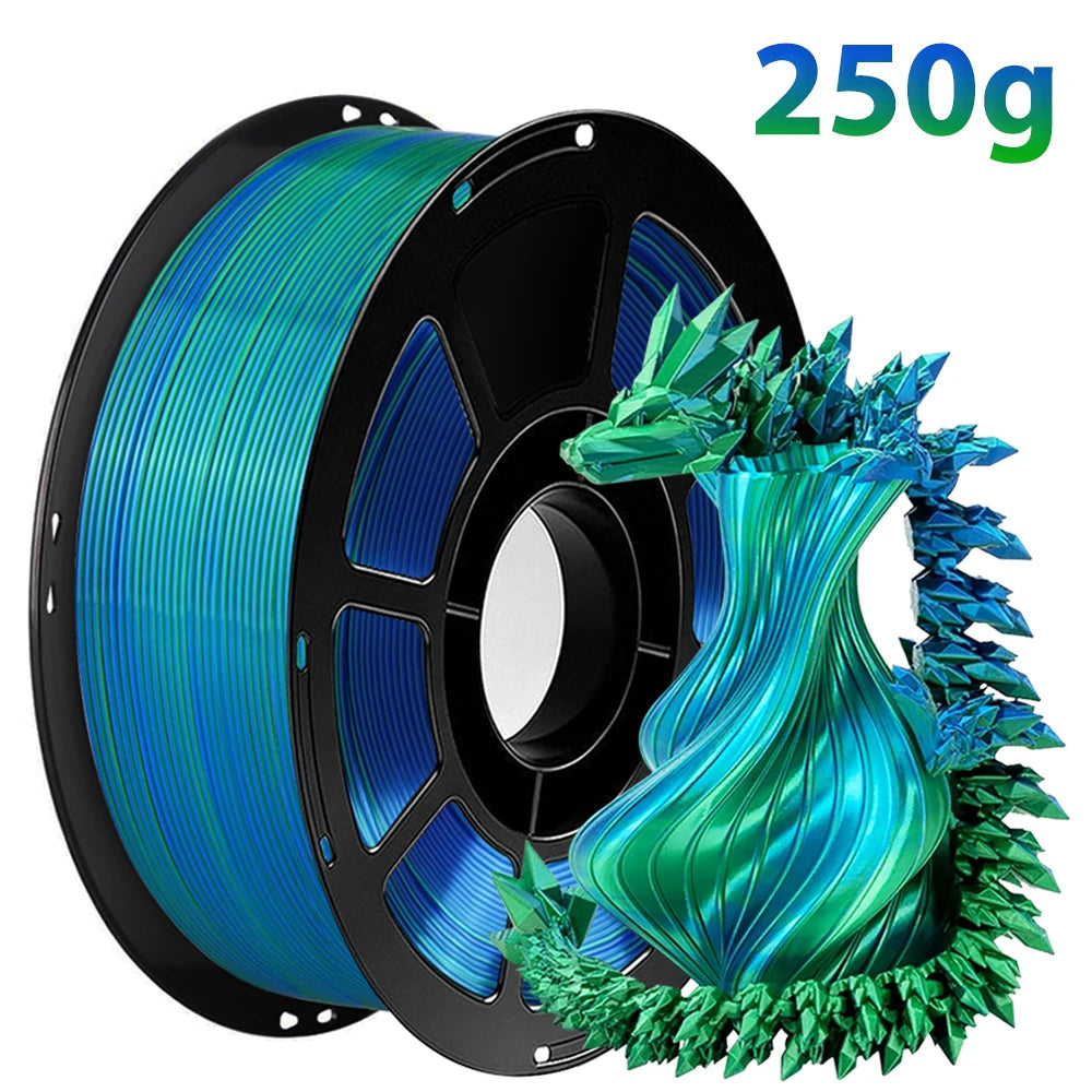 PLA Silk Filament 1.75mm 250g - Dual Color Blue and Red, Magic Duotone