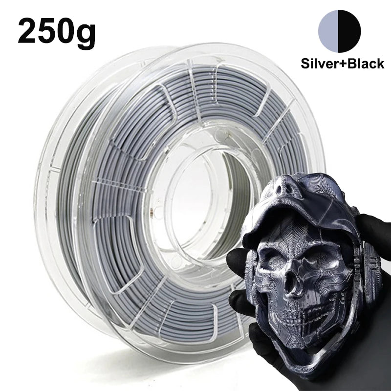 PLA Silk Filament 1.75mm 250g - Dual Color Blue and Red, Magic Duotone