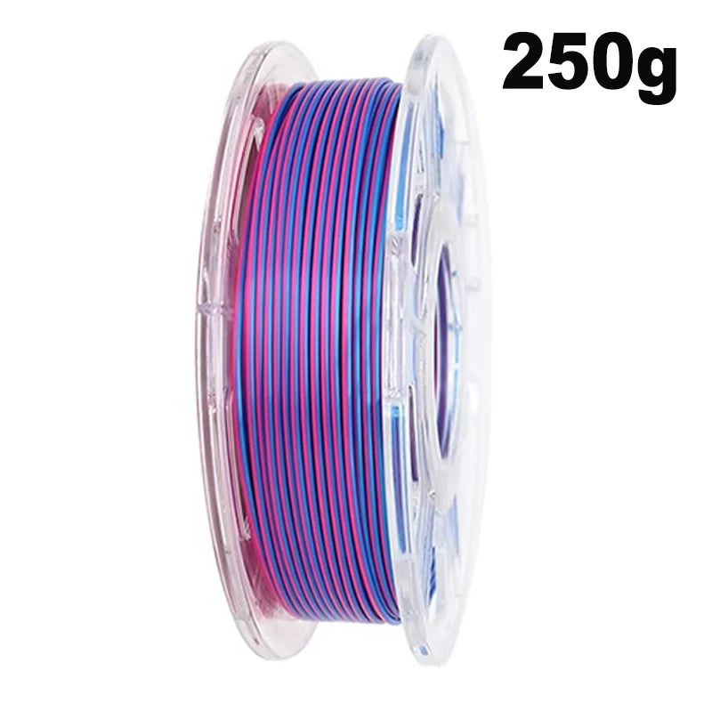 PLA Silk Filament 1.75mm 250g - Dual Color Blue and Red, Magic Duotone