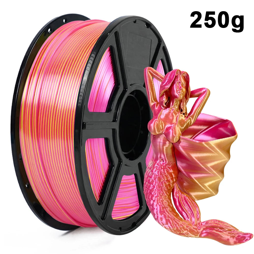 PLA Silk Filament 1.75mm 250g - Dual Color Blue and Red, Magic Duotone